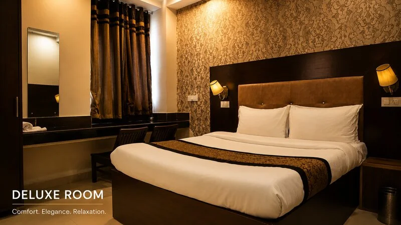 Deluxe Room at Hotel The Black Gold with 32-inch TV and compact layout