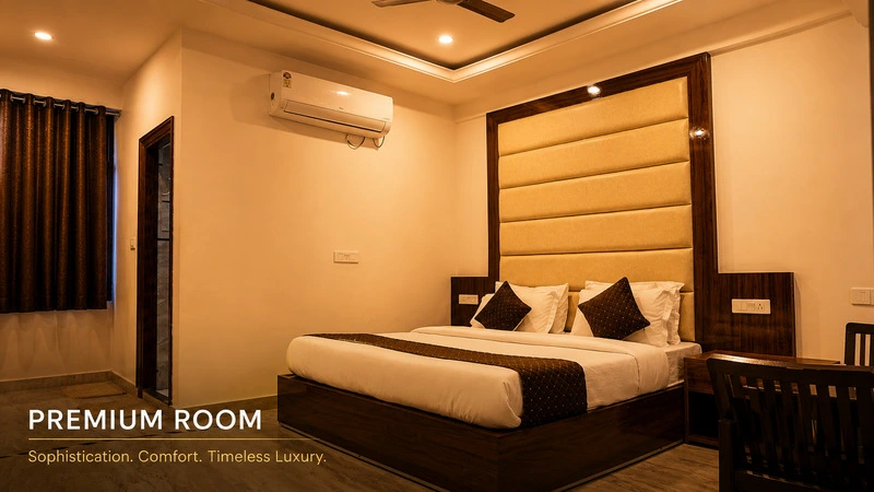 Premium Room at Hotel The Black Gold with 50-inch 4K smart TV and premium finishes
